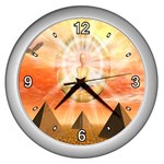 Divine Rayship Wall Clock (Silver with 4 white numbers)