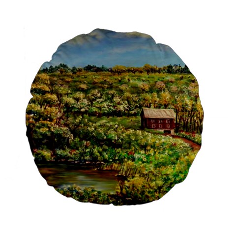 Tenant House In Summer By Ave Hurley   Standard Flano Round Cushion  from ArtsNow.com Back