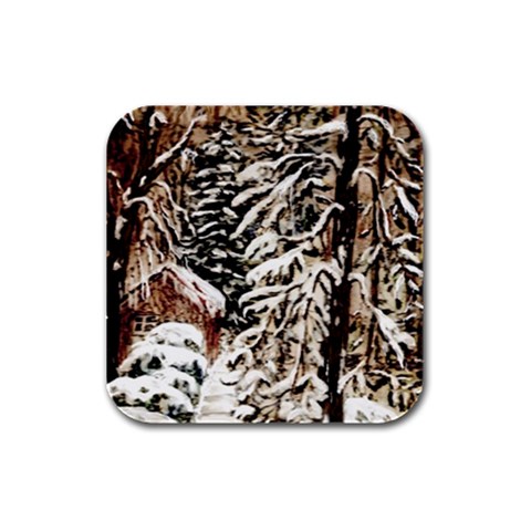 Castle Yard In Winter by Ave Hurley   Rubber Square Coaster (4 pack) from ArtsNow.com Front