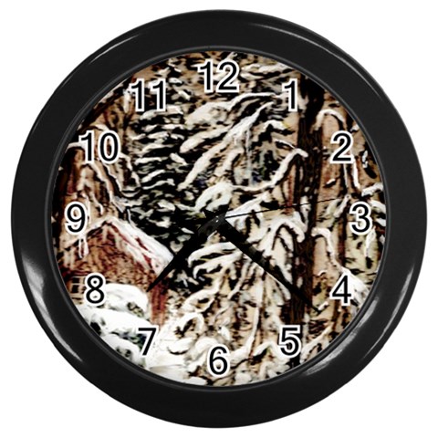 Castle Yard In Winter by Ave Hurley   Wall Clock (Black) from ArtsNow.com Front