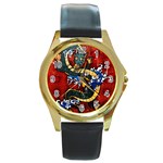 Dragon Round Gold Metal Watch