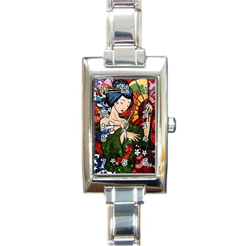Geisha Rectangular Italian Charm Watch from ArtsNow.com Front
