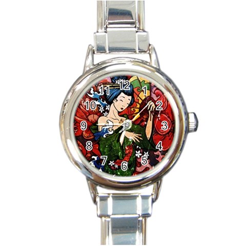 Geisha Round Italian Charm Watch from ArtsNow.com Front