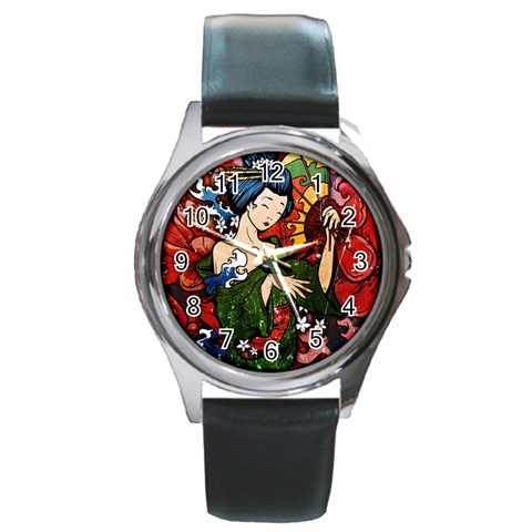 Geisha Round Metal Watch from ArtsNow.com Front