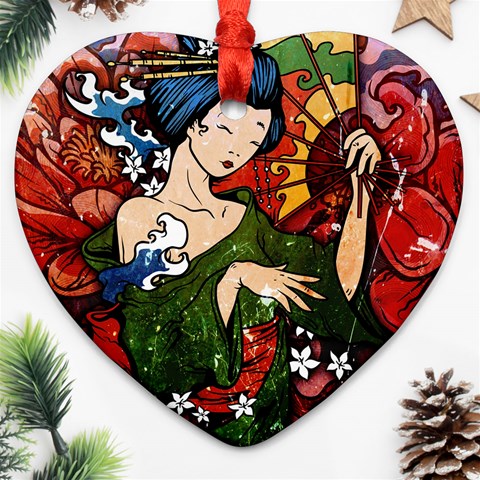 Geisha Ornament (Heart) from ArtsNow.com Front