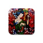 Geisha Rubber Square Coaster (4 pack)