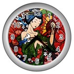 Geisha Wall Clock (Silver)