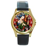 Geisha Round Gold Metal Watch