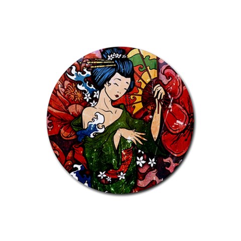 Geisha Rubber Round Coaster (4 pack) from ArtsNow.com Front