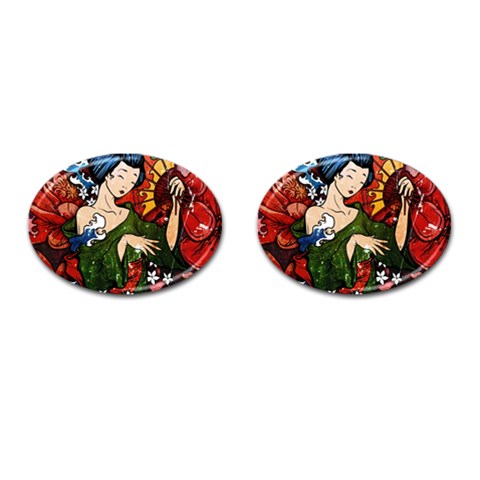 Geisha Cufflinks (Oval) from ArtsNow.com Front(Pair)