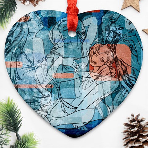Retro Girls Ornament (Heart) from ArtsNow.com Front