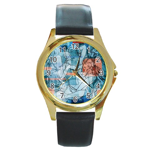 Retro Girls Round Gold Metal Watch from ArtsNow.com Front
