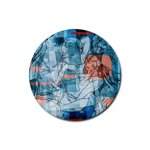 Retro Girls Rubber Round Coaster (4 pack) from ArtsNow.com Front