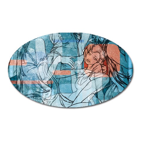 Retro Girls Magnet (Oval) from ArtsNow.com Front