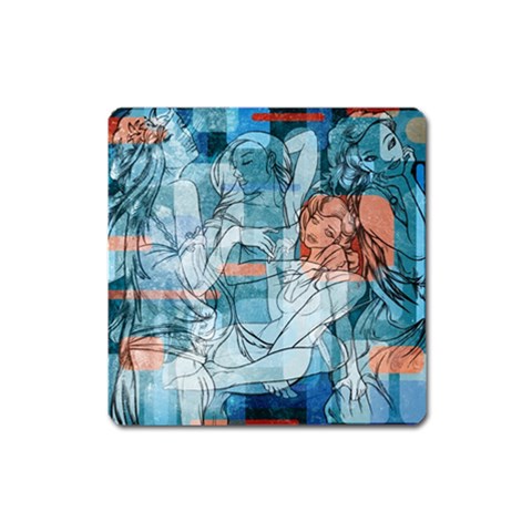 Retro Girls Magnet (Square) from ArtsNow.com Front