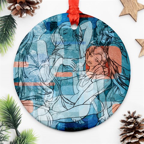Retro Girls Round Ornament (Two Sides) from ArtsNow.com Front
