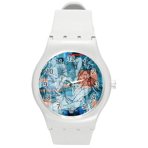 Retro Girls Round Plastic Sport Watch Medium from ArtsNow.com Front
