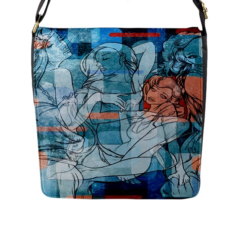Retro Girls Flap Closure Messenger Bag (Large) from ArtsNow.com Front