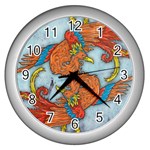 Chinese Phoenix Wall Clock (Silver)