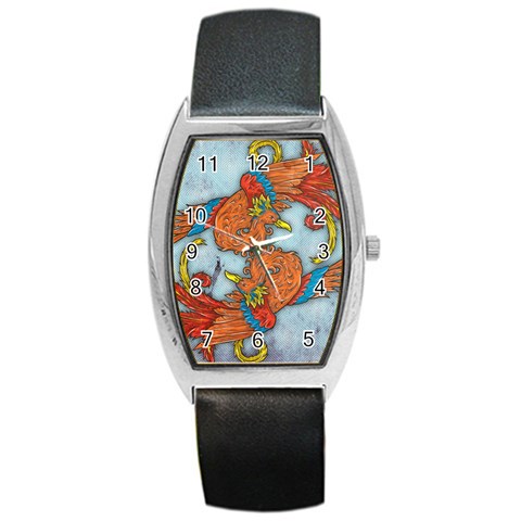 Chinese Phoenix Barrel Style Metal Watch from ArtsNow.com Front