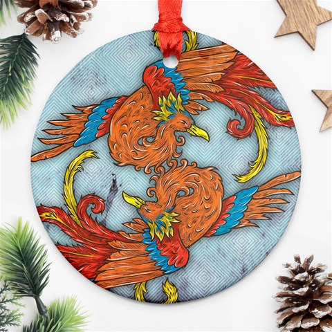 Chinese Phoenix Round Ornament (Two Sides) from ArtsNow.com Front