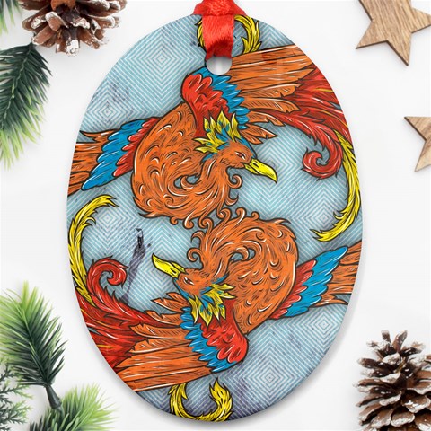 Chinese Phoenix Oval Ornament (Two Sides) from ArtsNow.com Front