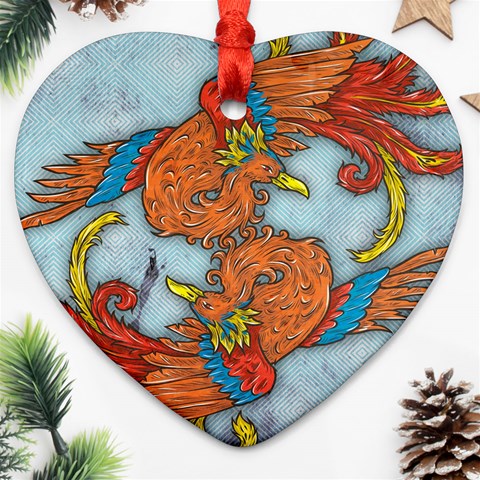 Chinese Phoenix Heart Ornament (Two Sides) from ArtsNow.com Front