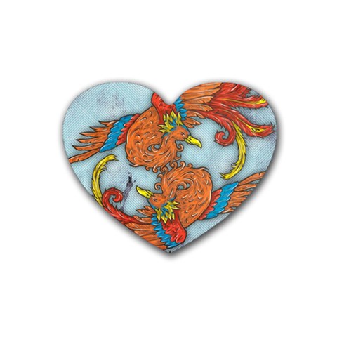 Chinese Phoenix Rubber Coaster (Heart) from ArtsNow.com Front