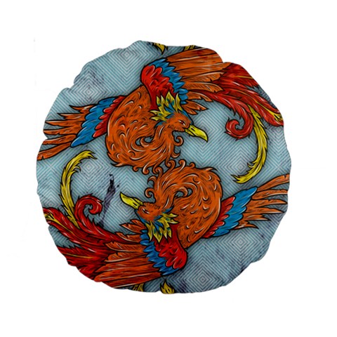 Chinese Phoenix 15  Premium Round Cushion  from ArtsNow.com Back
