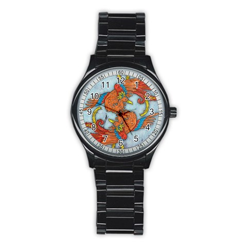 Chinese Phoenix Men s Stainless Steel Round Dial Analog Watch from ArtsNow.com Front