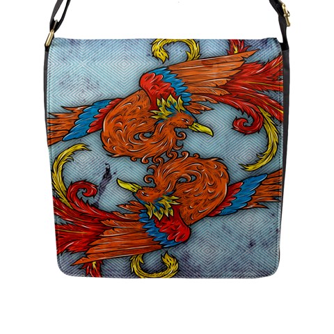 Chinese Phoenix Flap Closure Messenger Bag (Large) from ArtsNow.com Front