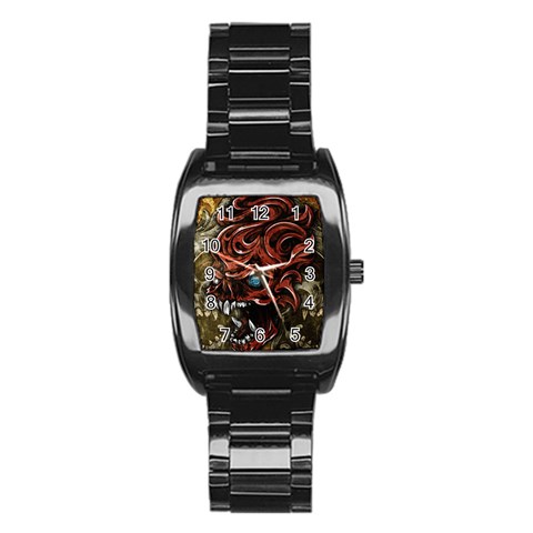 Beyond Skulls Men s Stainless Steel Barrel Analog Watch from ArtsNow.com Front
