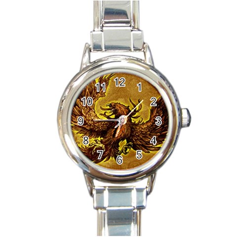 Phoenix Rising Round Italian Charm Watch from ArtsNow.com Front