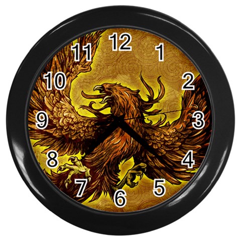 Phoenix Rising Wall Clock (Black) from ArtsNow.com Front