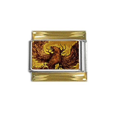 Phoenix Rising Gold Trim Italian Charm (9mm) from ArtsNow.com Front