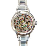Sugar Skull Collage Round Italian Charm Watch