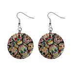 Sugar Skull Collage 1  Button Earrings