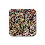 Sugar Skull Collage Rubber Coaster (Square)