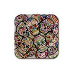 Sugar Skull Collage Rubber Square Coaster (4 pack)