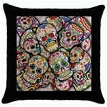 Sugar Skull Collage Throw Pillow Case (Black)