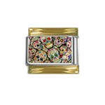 Sugar Skull Collage Gold Trim Italian Charm (9mm)