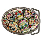Sugar Skull Collage Belt Buckle