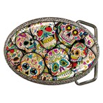 Sugar Skull Collage Belt Buckle