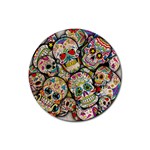 Sugar Skull Collage Rubber Coaster (Round)