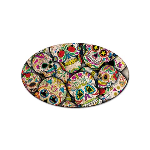 Sugar Skull Collage Sticker (Oval) from ArtsNow.com Front