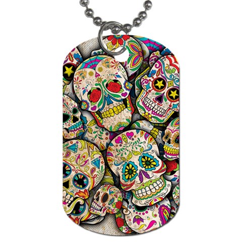 Sugar Skull Collage Dog Tag (One Side) from ArtsNow.com Front