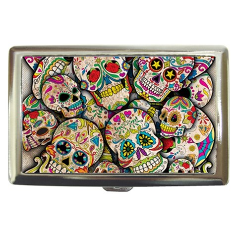Sugar Skull Collage Cigarette Money Case from ArtsNow.com Front