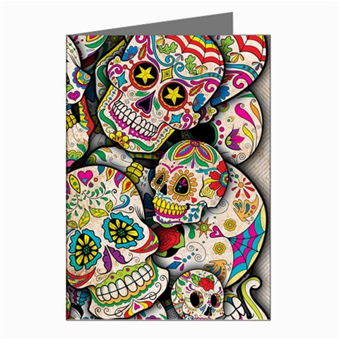 Sugar Skull Collage Greeting Cards (Pkg of 8) from ArtsNow.com Left