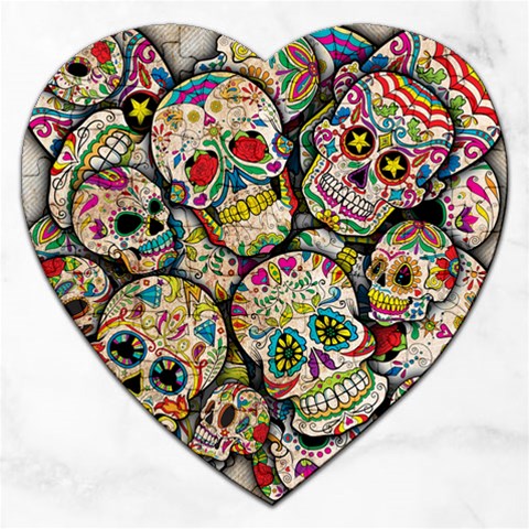 Sugar Skull Collage Jigsaw Puzzle (Heart) from ArtsNow.com Front