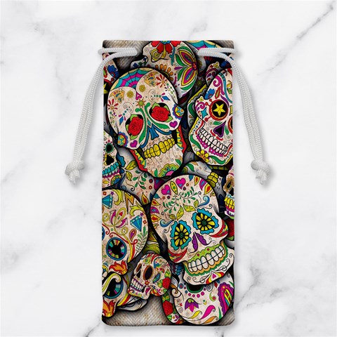 Sugar Skull Collage Jewelry Bag from ArtsNow.com Front